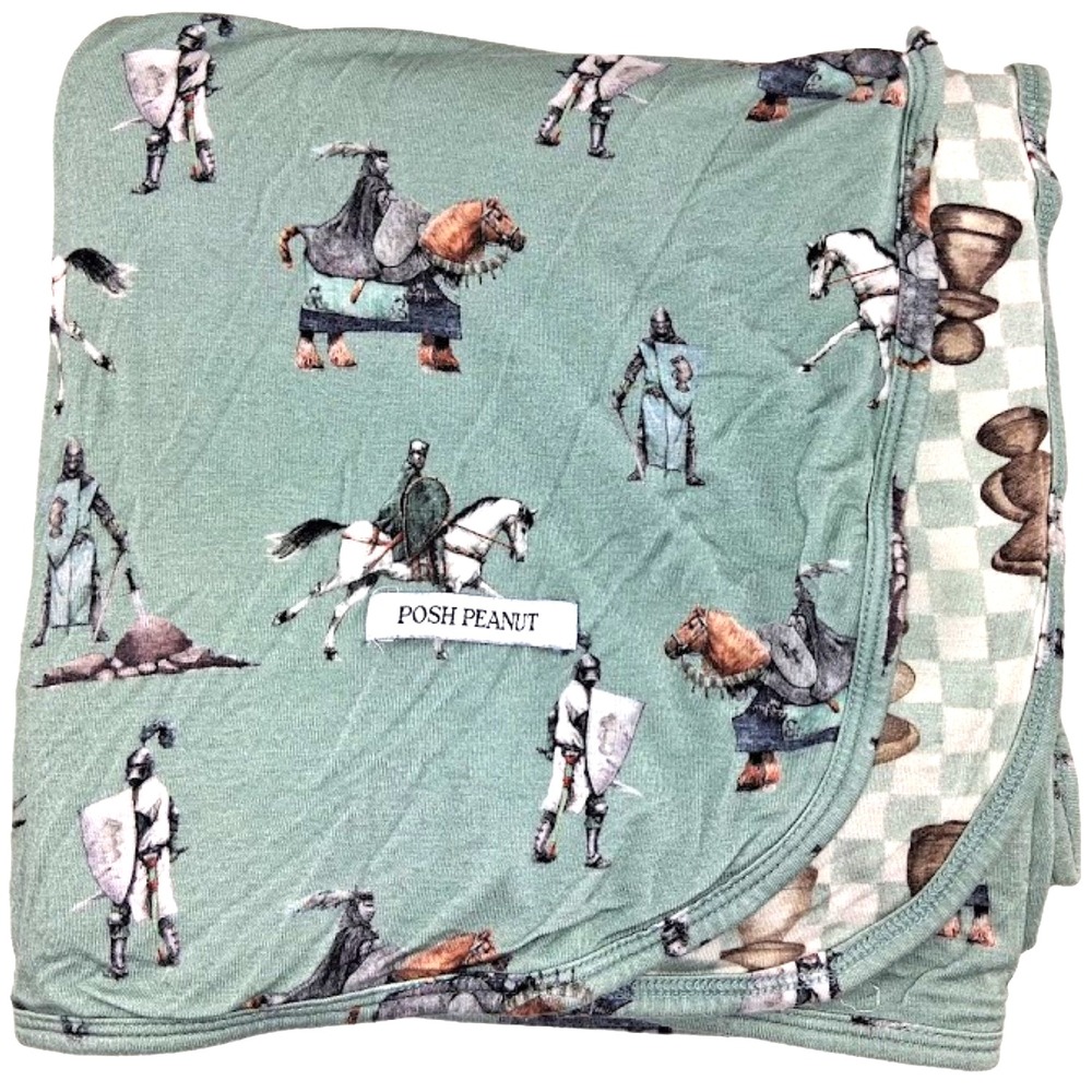 Posh Peanut Wallace Blanket Chess Game Baby Boy Green Soft Bamboo Rayon 40x40